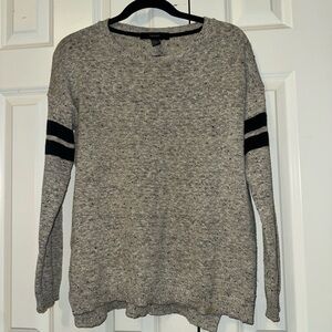 Forever 21 Gray Marled Sweater with Black Arm Stripes